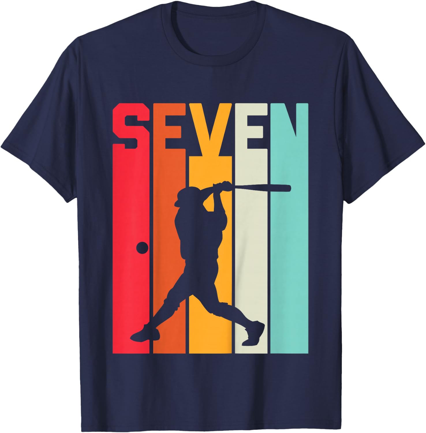 7th Birthday Retro Baseball 7 Years Old Boy Girl T-Shirt - T-Shirt | Navy