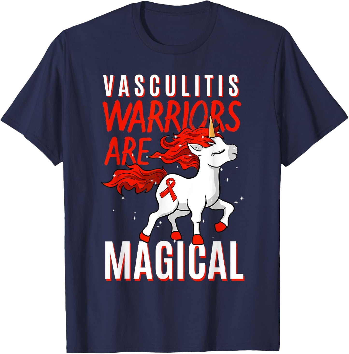 Vasculitis Awareness Lymphangitis VasculitidesUnicorn Gift T-Shirt - T-Shirt | Navy