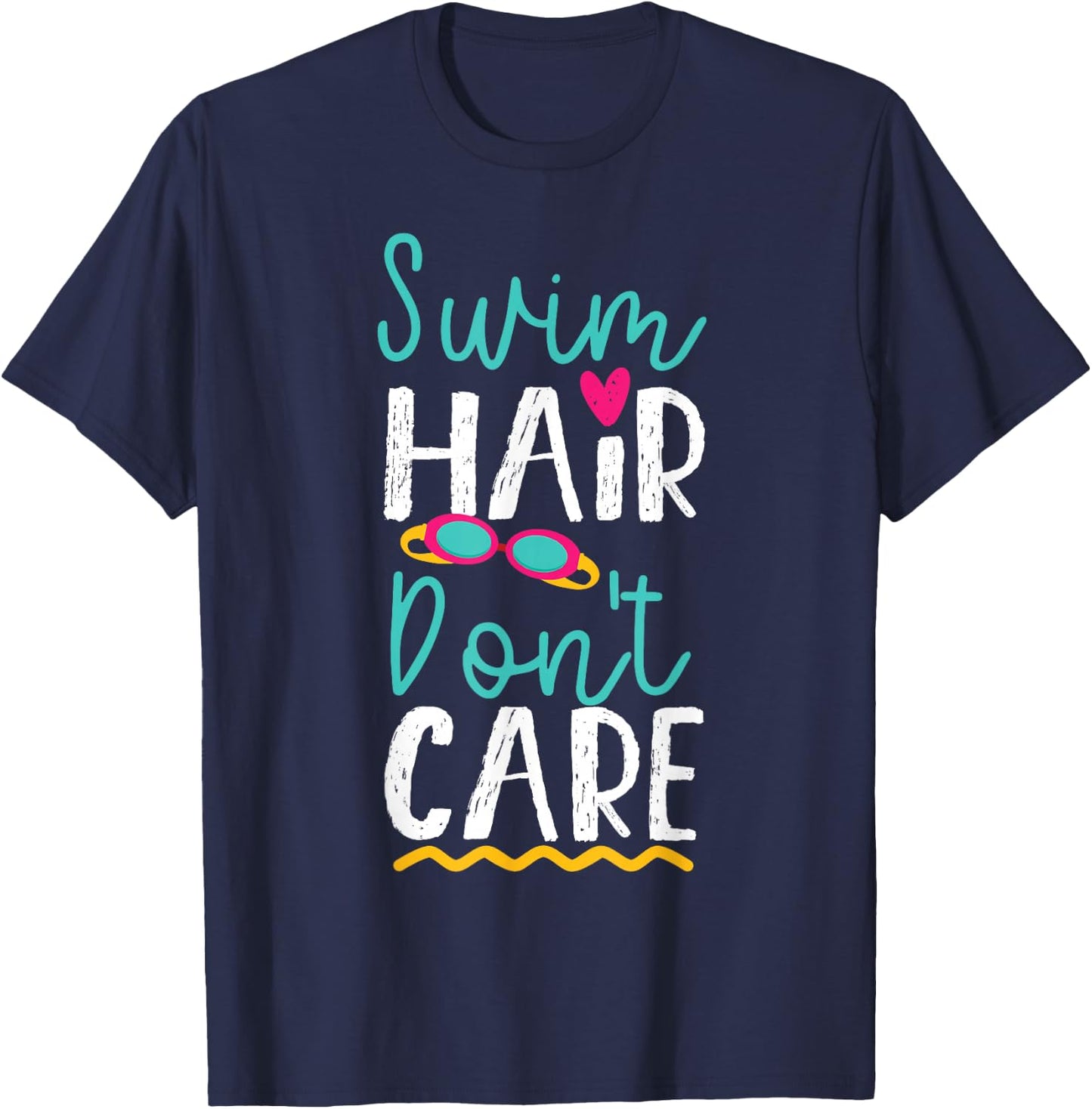 Swimming Swimmer Swim Hair Don't Care Girl T-Shirt - T-Shirt | Navy