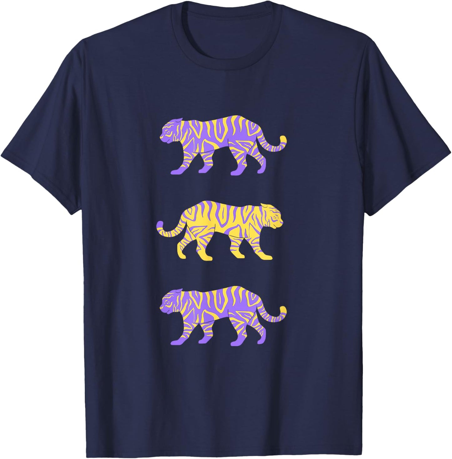 Baton Rouge Louisiana College Football Purple & Gold Tigers T-Shirt - T-Shirt | Navy