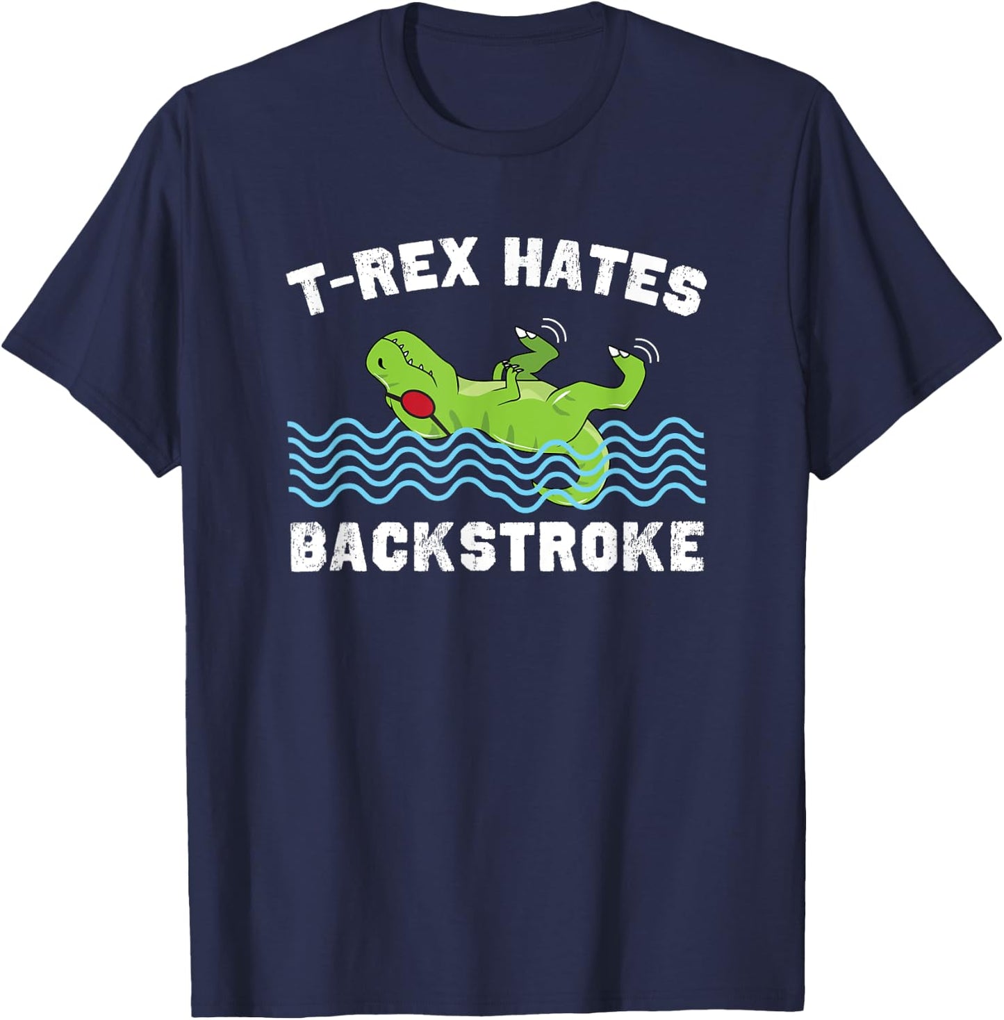 T-Rex Hates Backstroke Funny Beach Swimming Women Girls Kids T-Shirt - T-Shirt | Navy