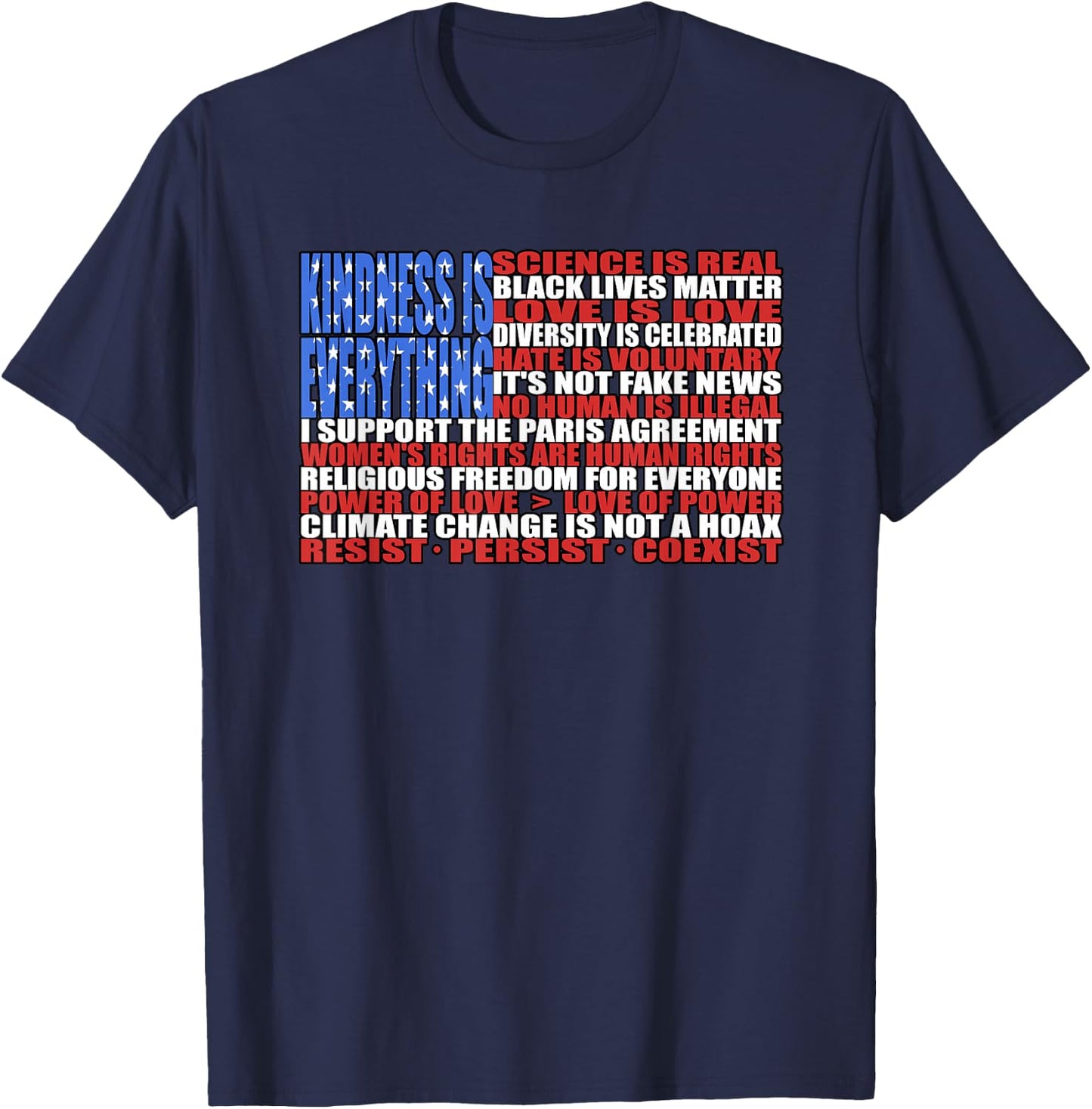 Political Protest American Flag - Equality, Science & Rights T-Shirt - T-Shirt | Navy