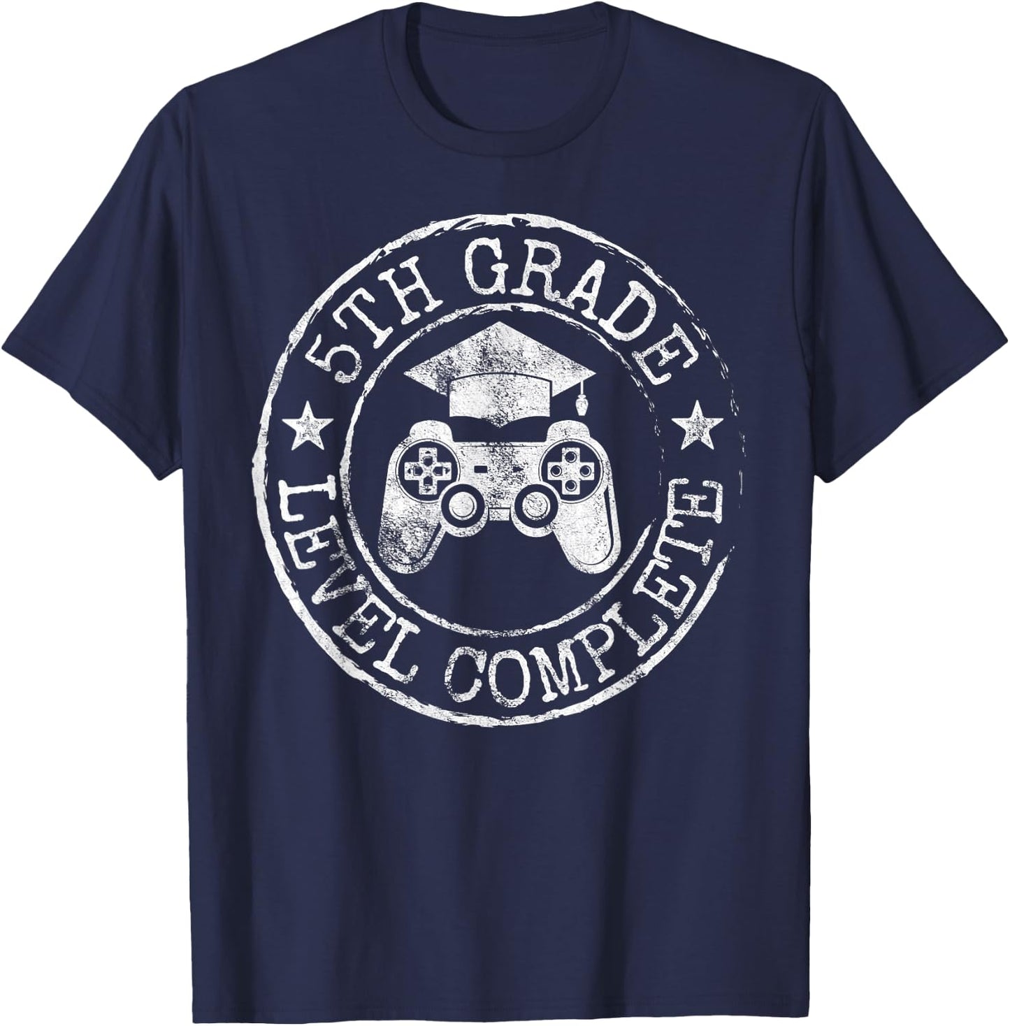 5th Grade Level Complete Fifth Grade Graduation Video Gamer T-Shirt - T-Shirt | Navy