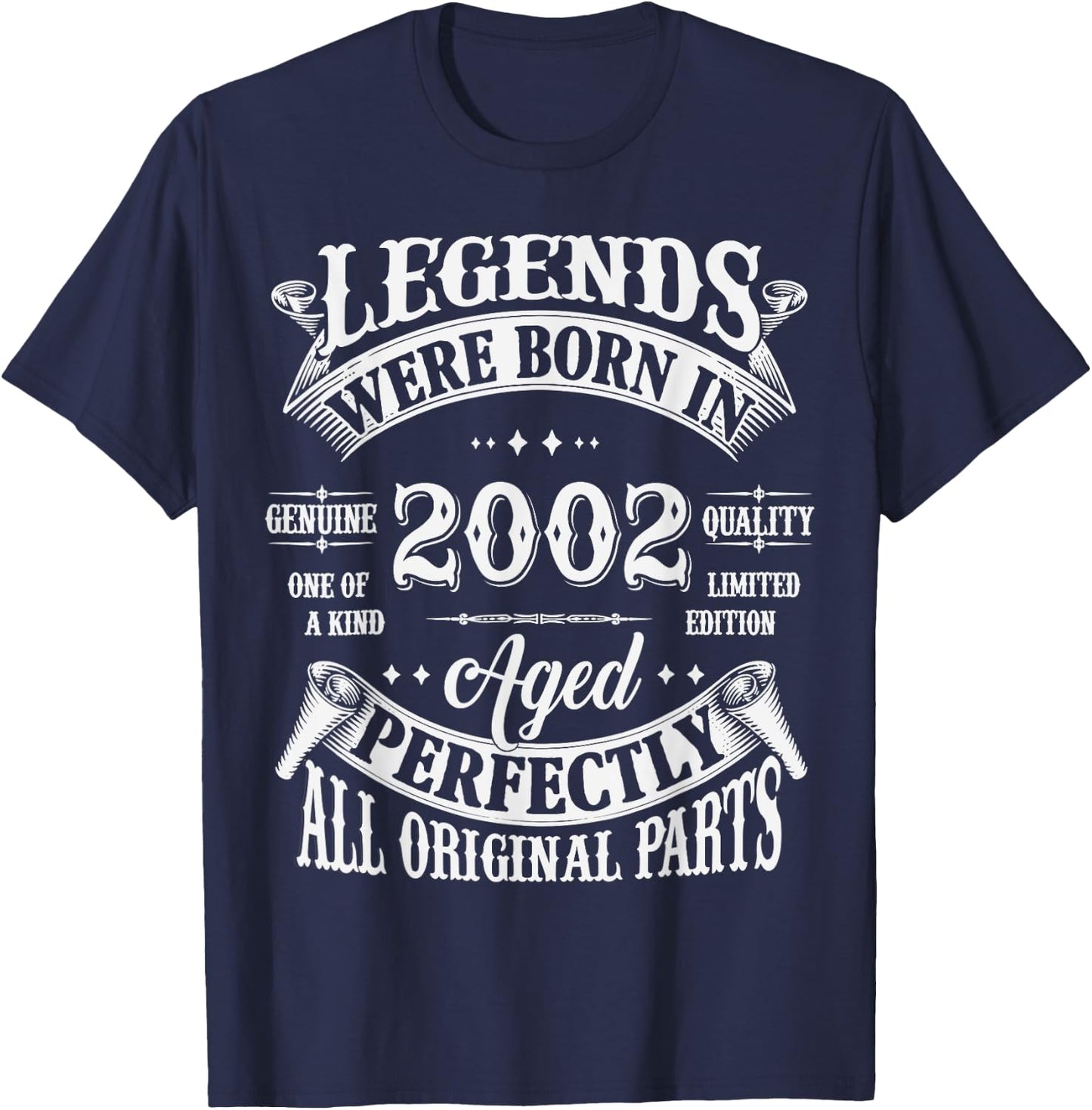 23rd Birthday 23 Years Old Vintage Legends Born In 2002 T-Shirt - T-Shirt | Navy