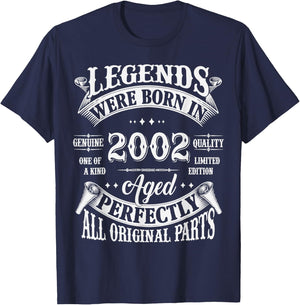 23rd Birthday 23 Years Old Vintage Legends Born In 2002 T-Shirt - T-Shirt | Navy