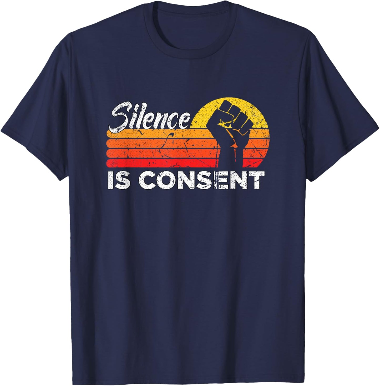 Silence is Consent Racism Equals Death Rights White Vintage T-Shirt - T-Shirt | Navy