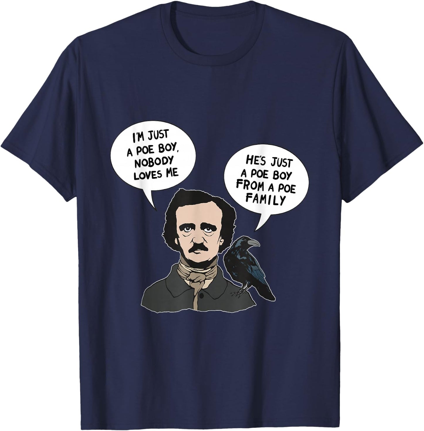 Allan Poe Boy From a Poe Family Raven Literature Book Nerd T-Shirt - T-Shirt | Navy