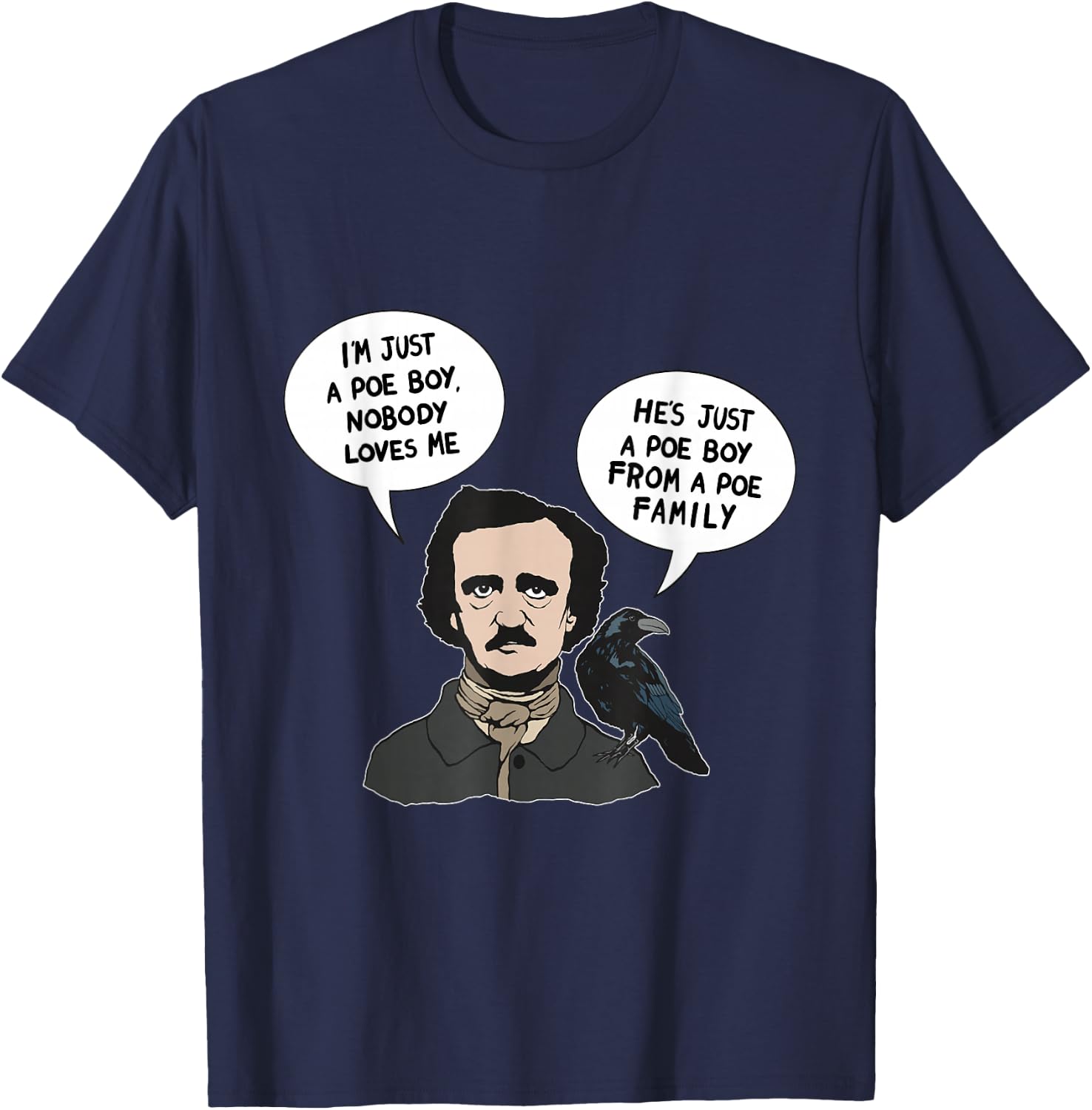 Allan Poe Boy From a Poe Family Raven Literature Book Nerd T-Shirt - T-Shirt | Navy