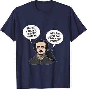 Allan Poe Boy From a Poe Family Raven Literature Book Nerd T-Shirt - T-Shirt | Navy