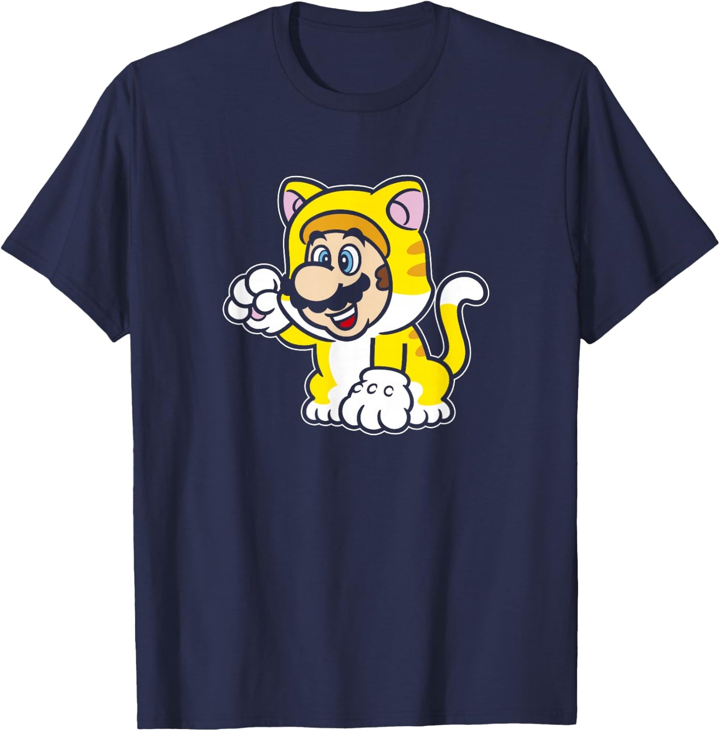Super Mario 3D World Bowser's Fury Cat Mario Vintage Logo T-Shirt - T-Shirt | Navy