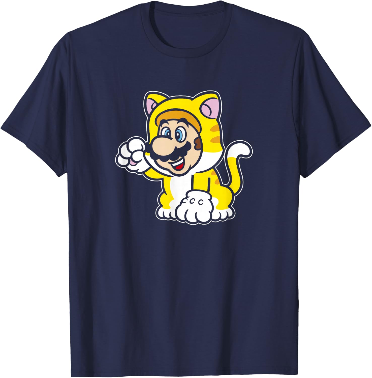 Super Mario 3D World Bowser's Fury Cat Mario Vintage Logo T-Shirt - T-Shirt | Navy