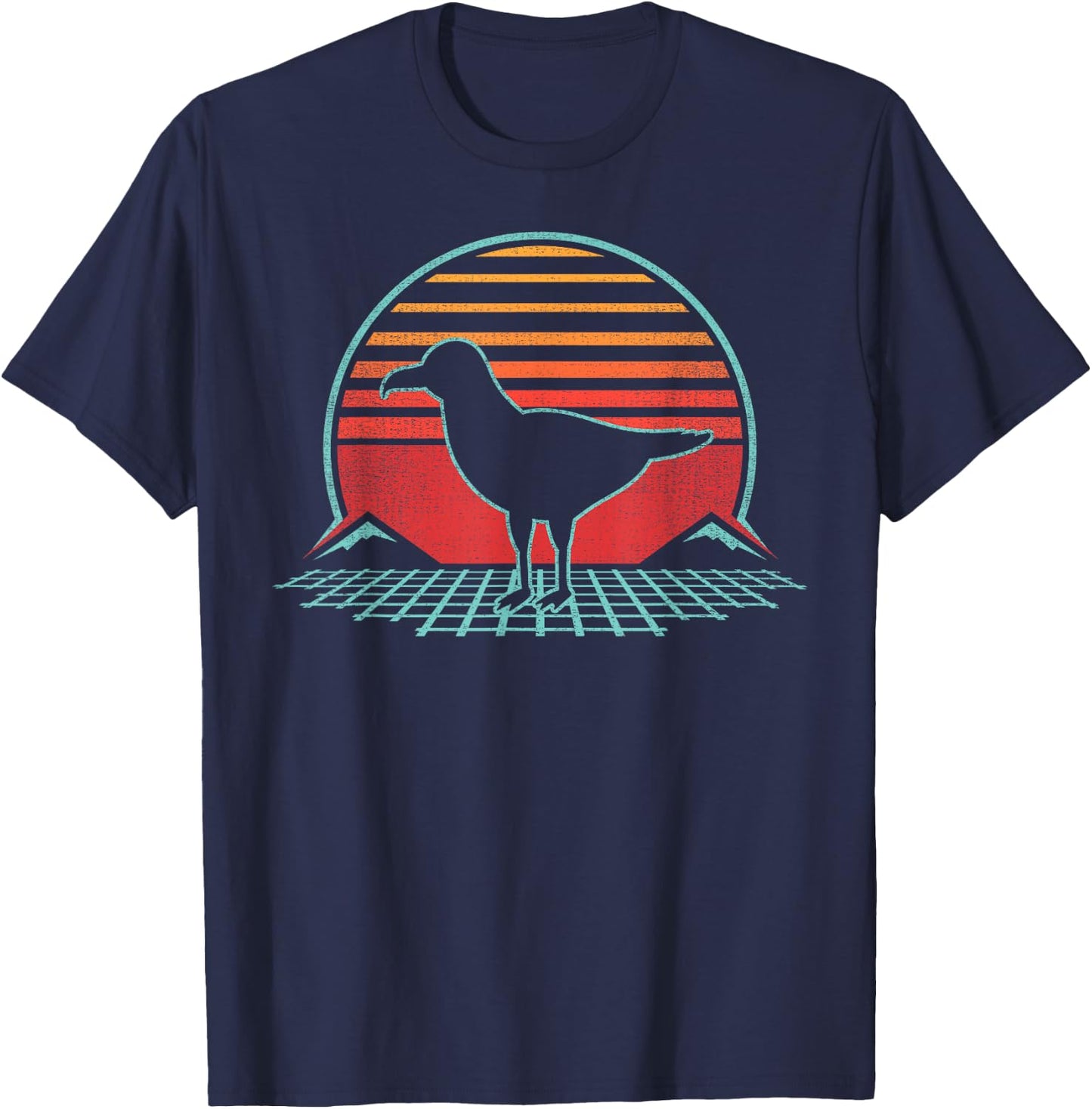 Albatross Lover Bird Animal Retro Vintage 80s Style T-Shirt - T-Shirt | Navy