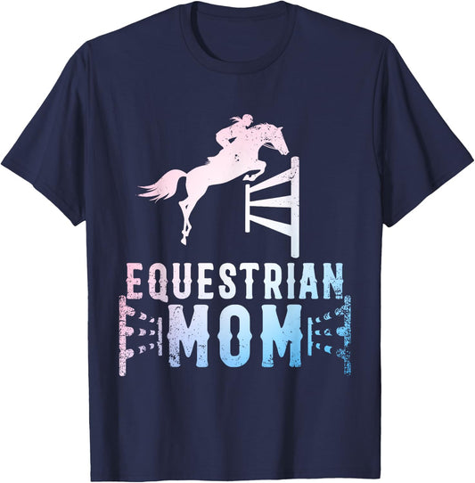Equestrian Mom Art For Girls Horseback Riding Horse Lover T-Shirt - T-Shirt | Navy