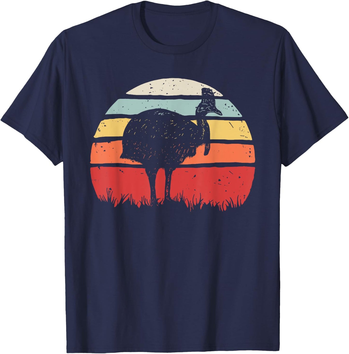 Vintage Retro Cassowary Bird T-Shirt - T-Shirt | Navy