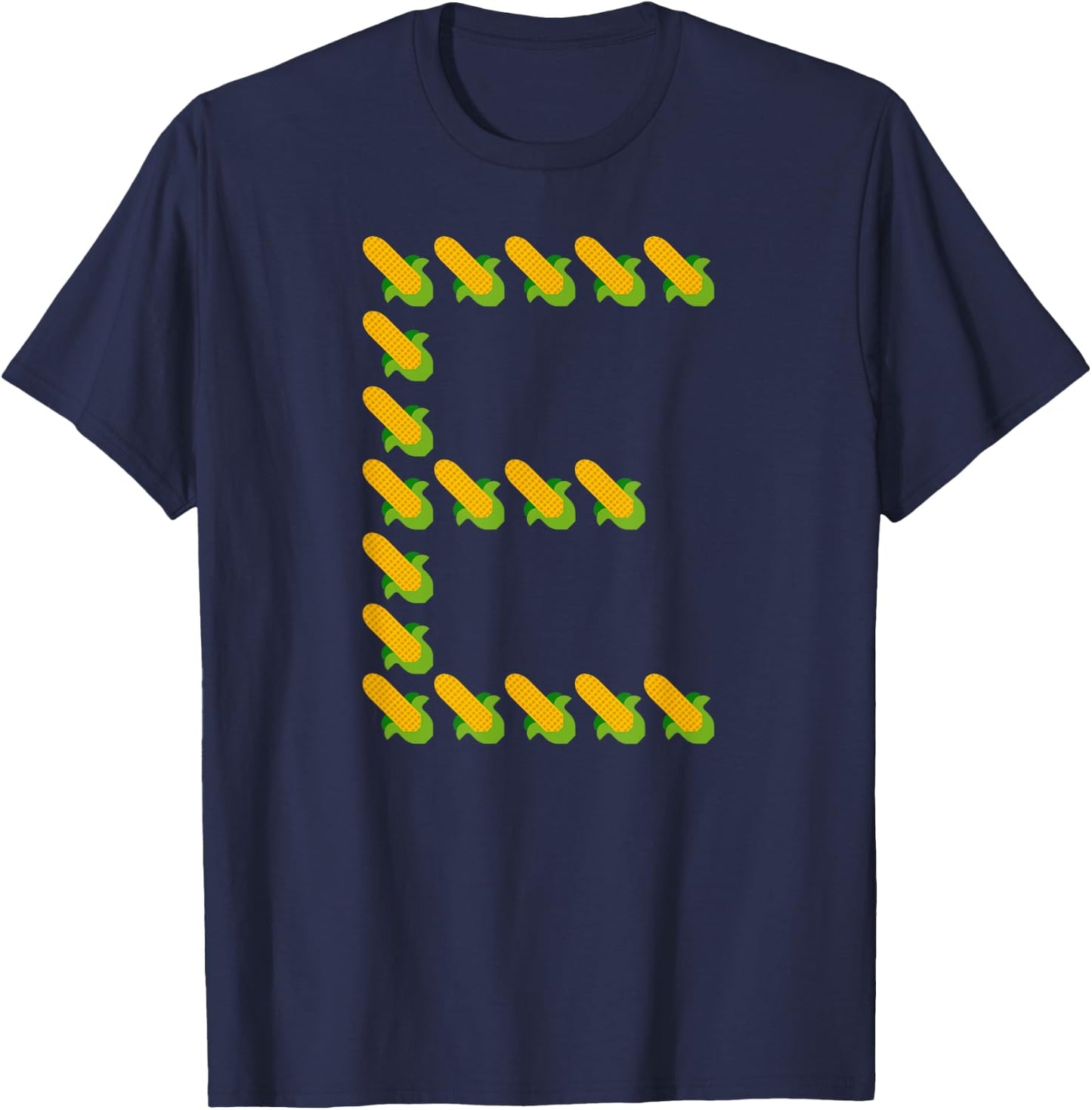 Corn E - Ears of Corn In A Letter E Shape - Funny Corny Pun T-Shirt - T-Shirt | Navy