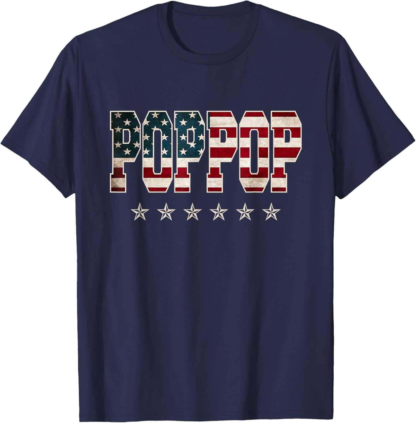Poppop Father's Day American Flag 4th of July Vintage Xmas T-Shirt - T-Shirt | Navy