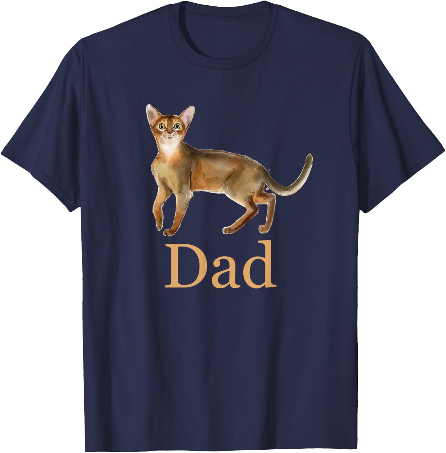 Abyssinian Cat Dad Shirt, Cat Dad Daddy Present, Cat Father T-Shirt - T-Shirt | Navy