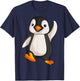 Funny Penguin Apparel Gift Ideas -Adults Kids Children Birthday Gift Penguin Animal Print Black Small Classic Fit Short Sleeve T-Shirt - T-Shirt | Navy