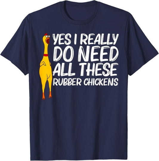 Funny Rubber Chicken Gift Men Women Rubber Chicken Costume T-Shirt - T-Shirt | Navy