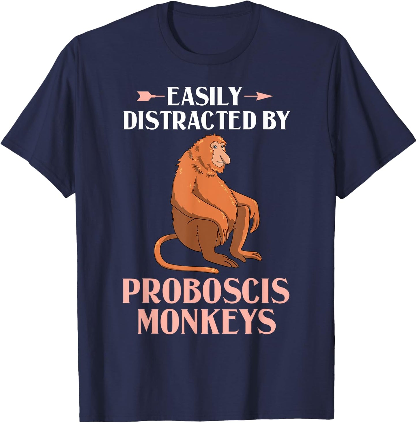 Proboscis Monkey Funny Long Nosed Monkeys T-Shirt - T-Shirt | Navy