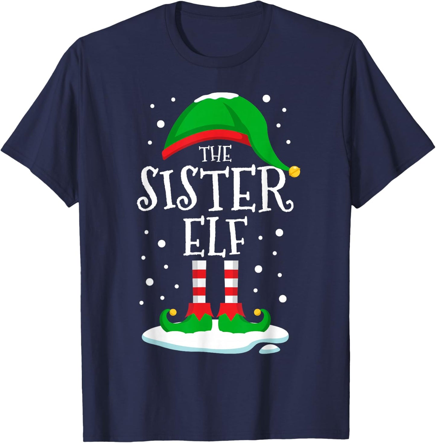 The Sister Elf Christmas Family Matching Xmas Group Funny T-Shirt - T-Shirt | Navy