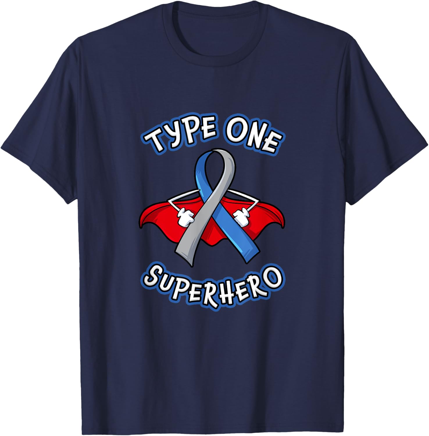 Type 1 Diabetes Superhero Awareness Diabetic Boys Girls T-Shirt - T-Shirt | Navy