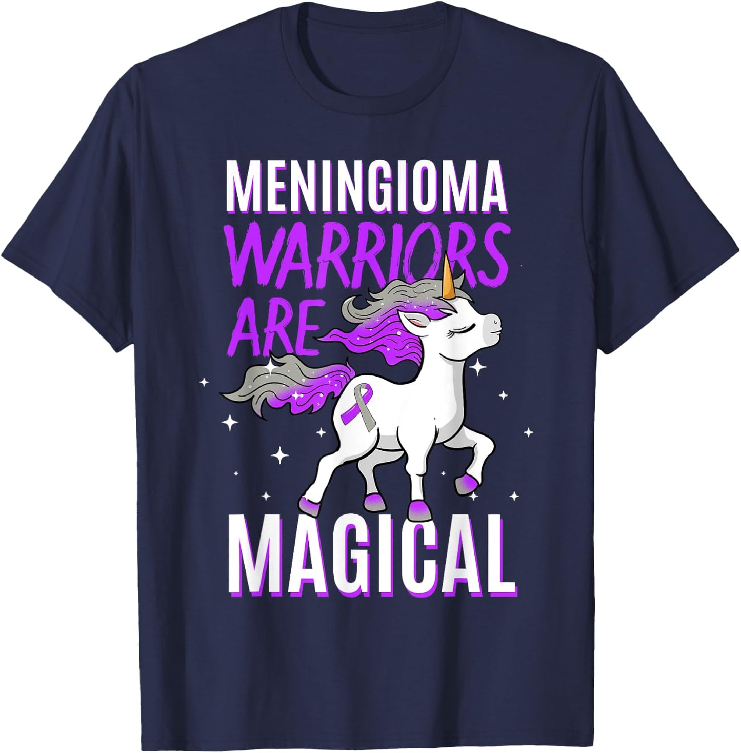 Warriors Are Magical Meningioma Brain Tumor Cancer Awareness T-Shirt - T-Shirt | Navy