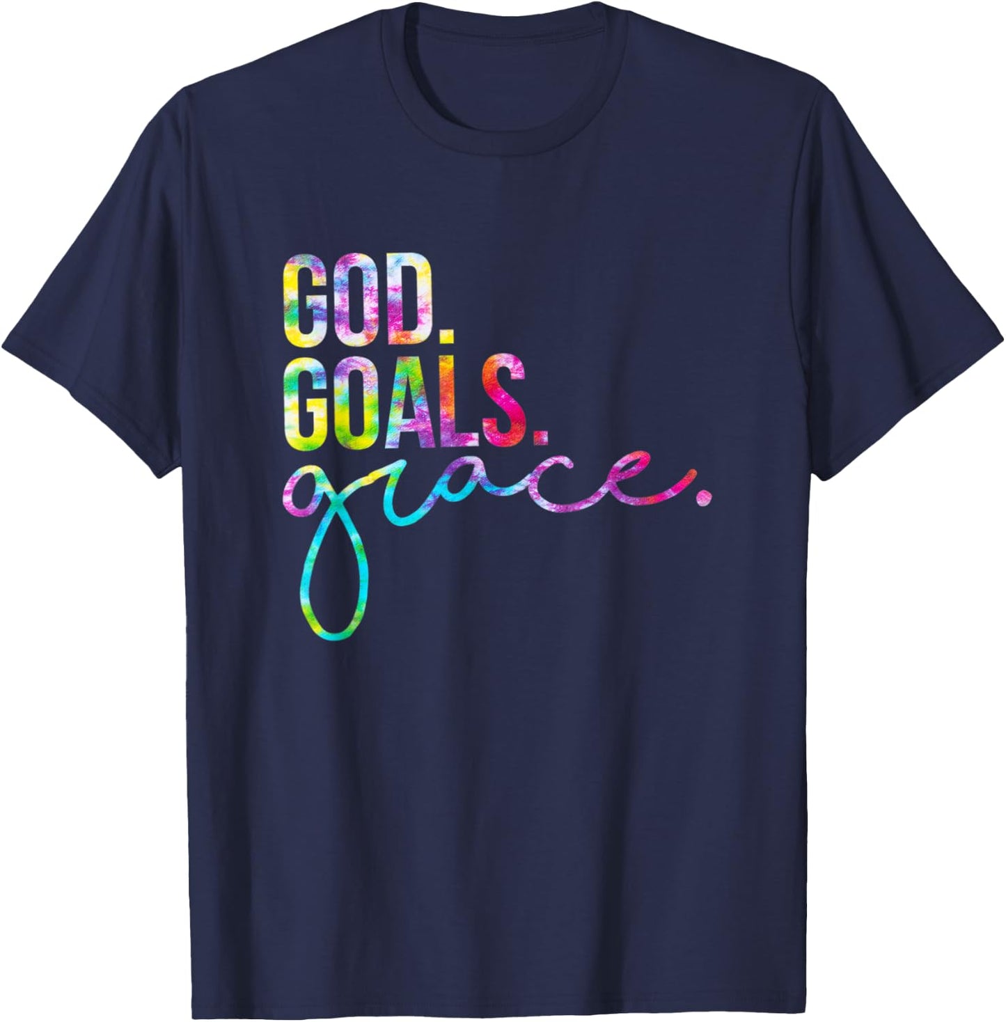 God Goals Grace, Christian Workout Tank, Christian , Mom T-Shirt - T-Shirt | Navy