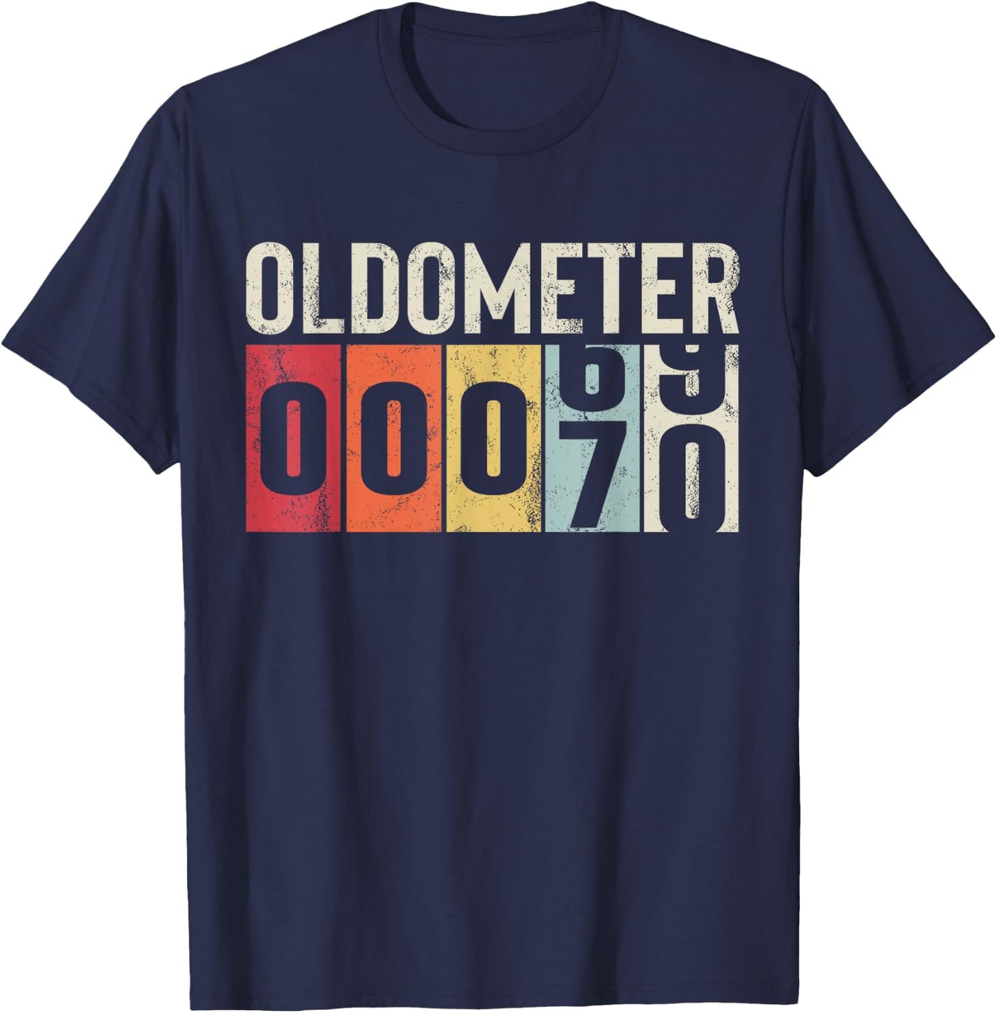Funny 70 Years Old Oldometer Vintage 70th Birthday Odometer T-Shirt - T-Shirt | Navy