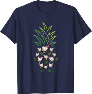 Cute Farm Animal Funny Chicken Pineapple T-Shirt - T-Shirt | Navy