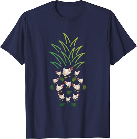 Cute Farm Animal Funny Chicken Pineapple T-Shirt - T-Shirt | Navy