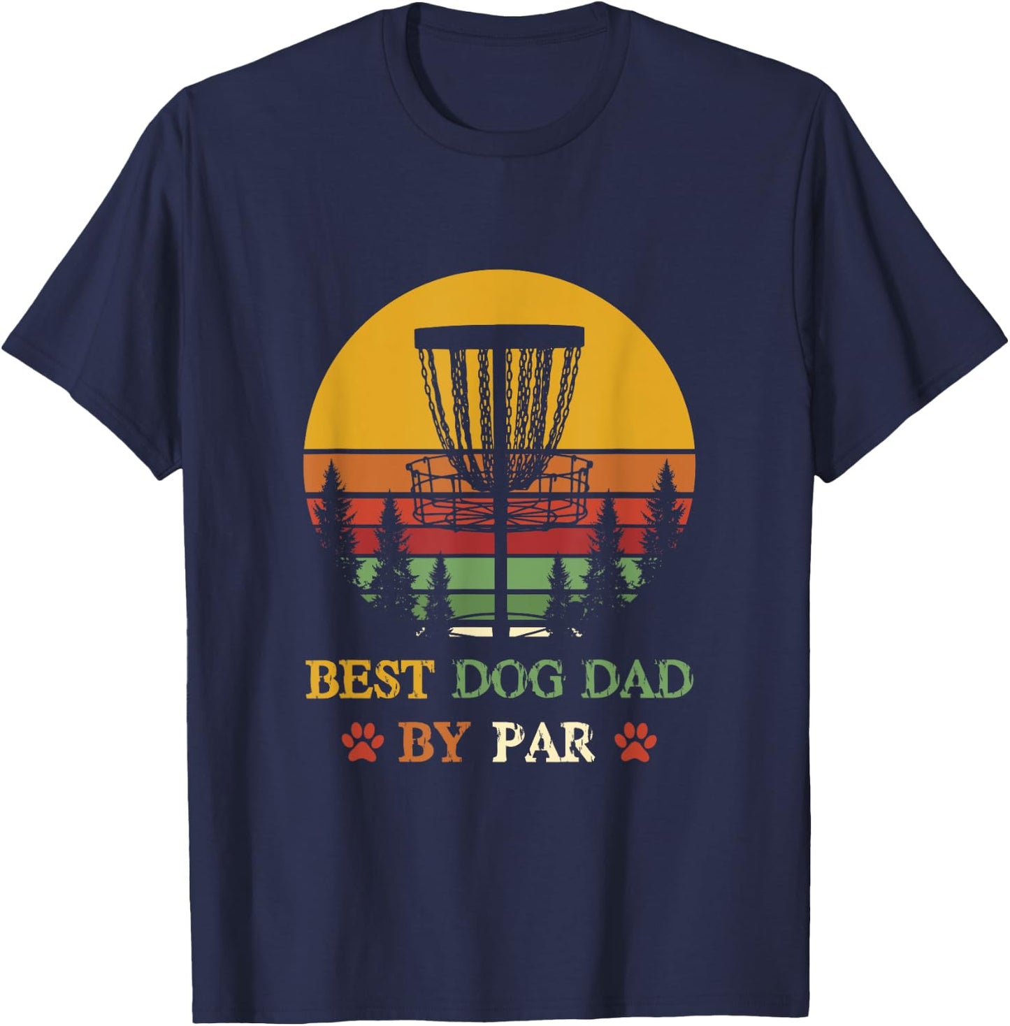 Best Dog Dad by Par Funny Retro vintage Frisbee Golf Disc Men Women Girls Kids T-Shirt - T-Shirt | Navy