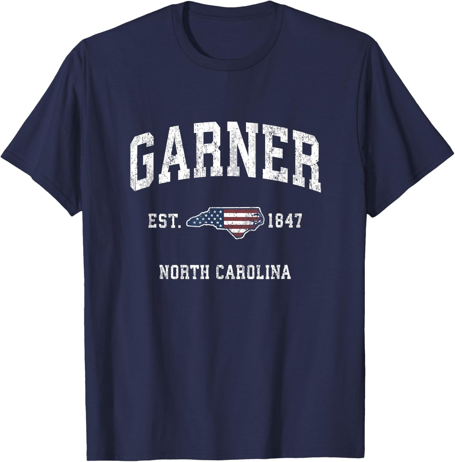 Garner North Carolina NC Vintage American Flag Sports Design T-Shirt - T-Shirt | Navy
