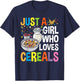 Just a Girl Who Loves Cereals Breakfast Cornflakes Cereal T-Shirt - T-Shirt | Navy