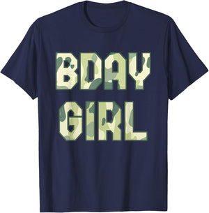BDAY GIRL Camouflage Hunt Outdoor Military Officer Birthday T-Shirt - T-Shirt | Navy