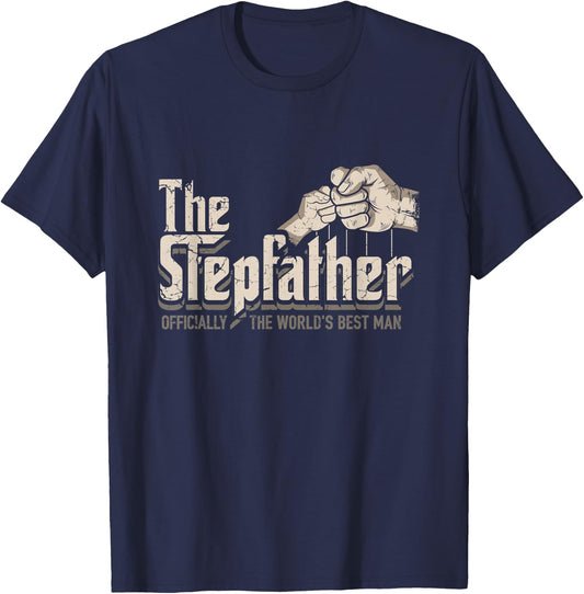 Funny Stepdad Gifts Stepfather Officially World's Best Man T-Shirt - T-Shirt | Navy