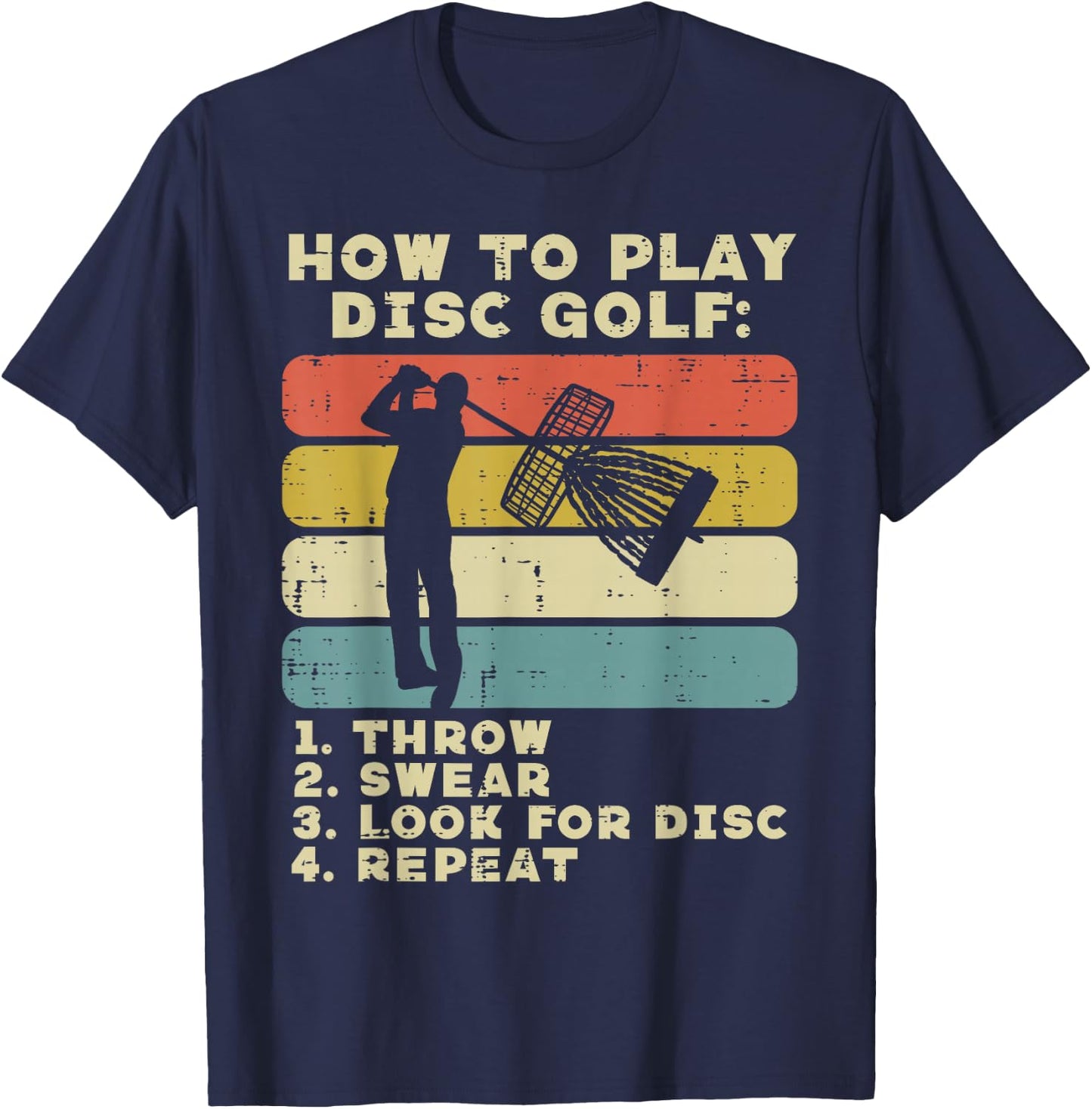 How To Play Disc Golf Sunset Retro Frisbee Golfing Golfer T-Shirt - T-Shirt | Navy