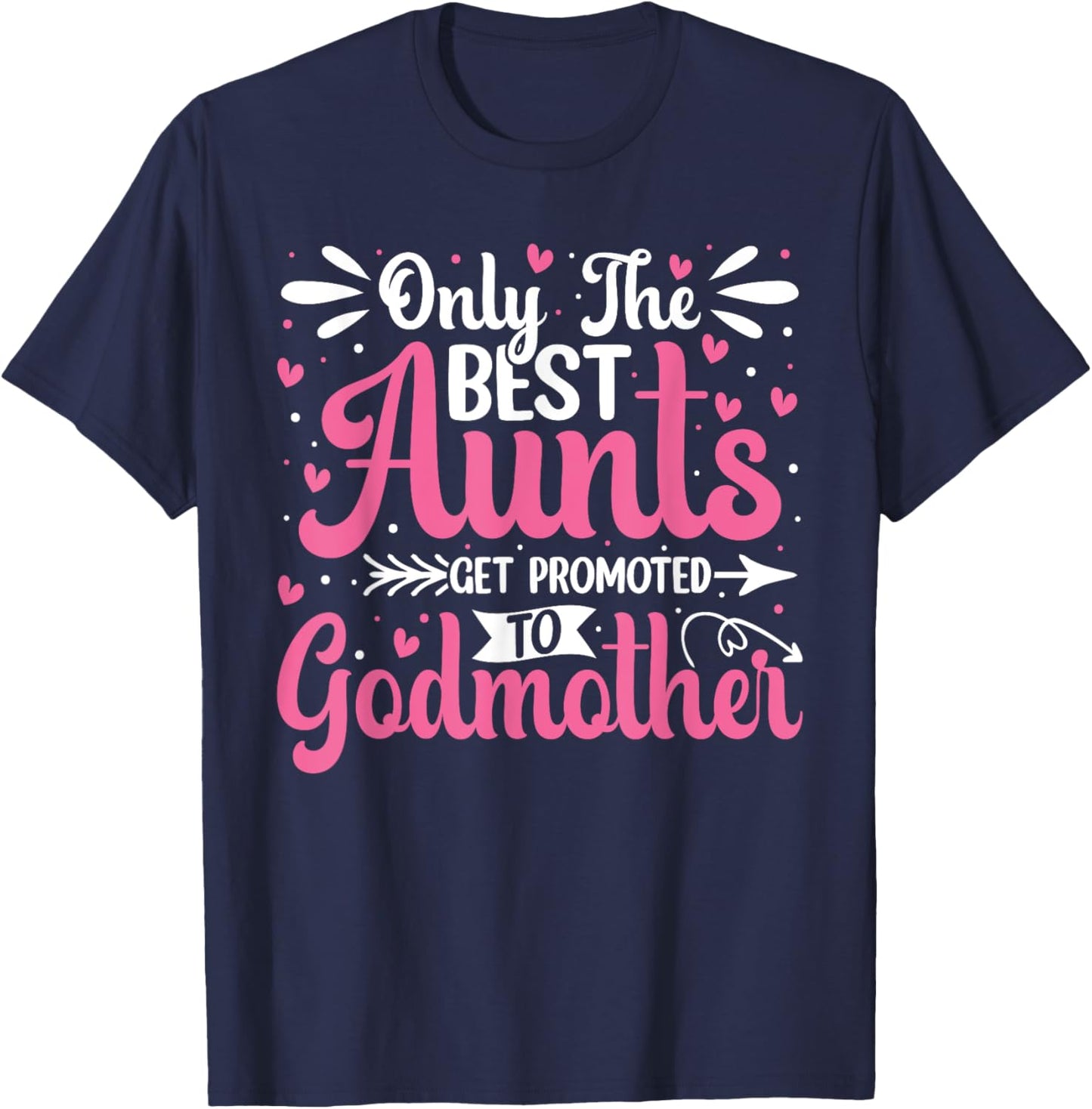 Only The Best Aunts Get Promoted To Godmother Groovy Heart T-Shirt - T-Shirt | Navy