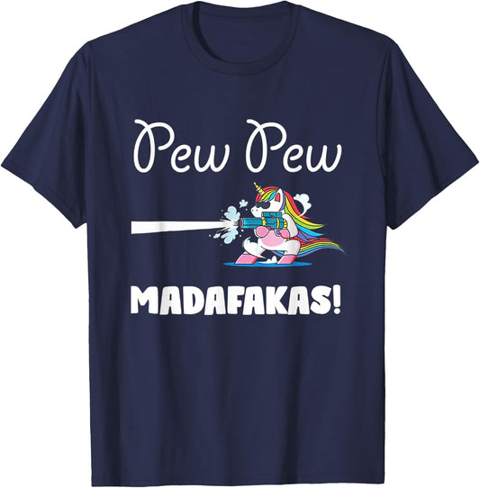 Unicorn PewPewPew Madafakas Unicorn Crazy Pew Gift Funny Small T-Shirt - T-Shirt | Navy