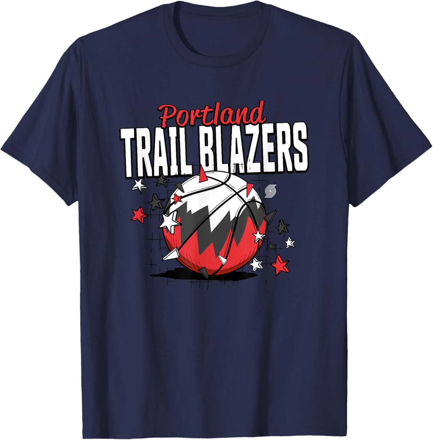 NBA Portland Trail Blazers Basketball Doodle Stars T-Shirt - T-Shirt | Navy