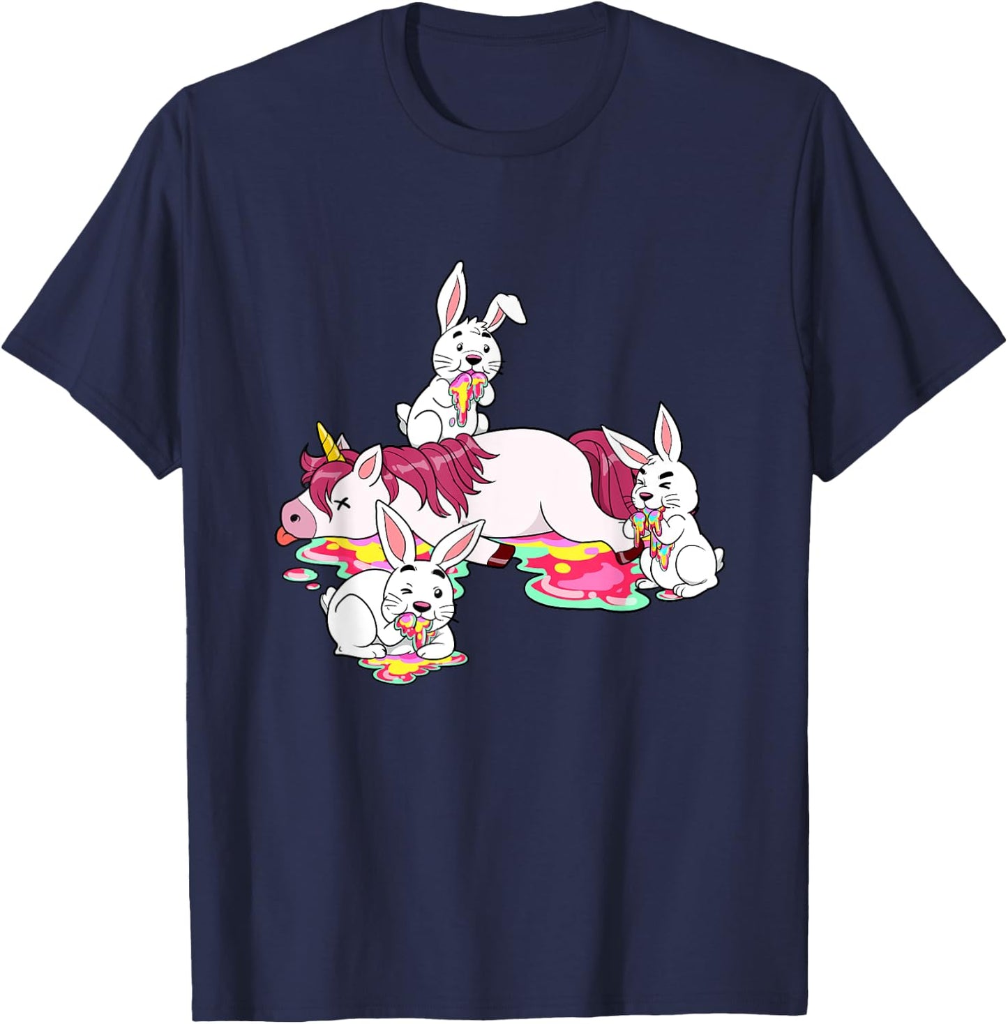 Unicorn Massacre Easter Bunny Killer Rabbit Hare Carnage T-Shirt - T-Shirt | Navy