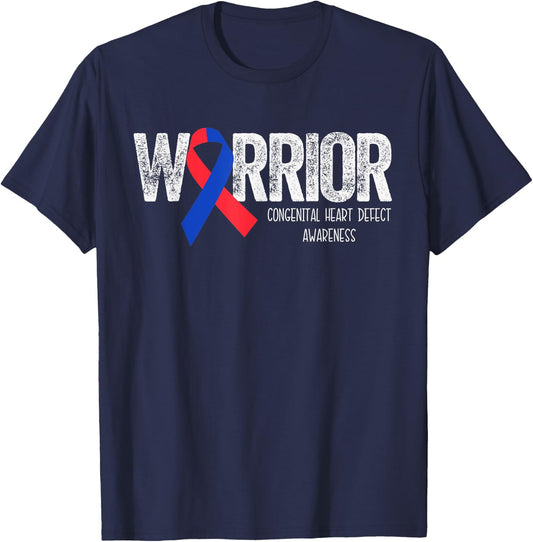 Warrior CHD Congenital Heart Defect Awareness Month Surgery T-Shirt - T-Shirt | Navy