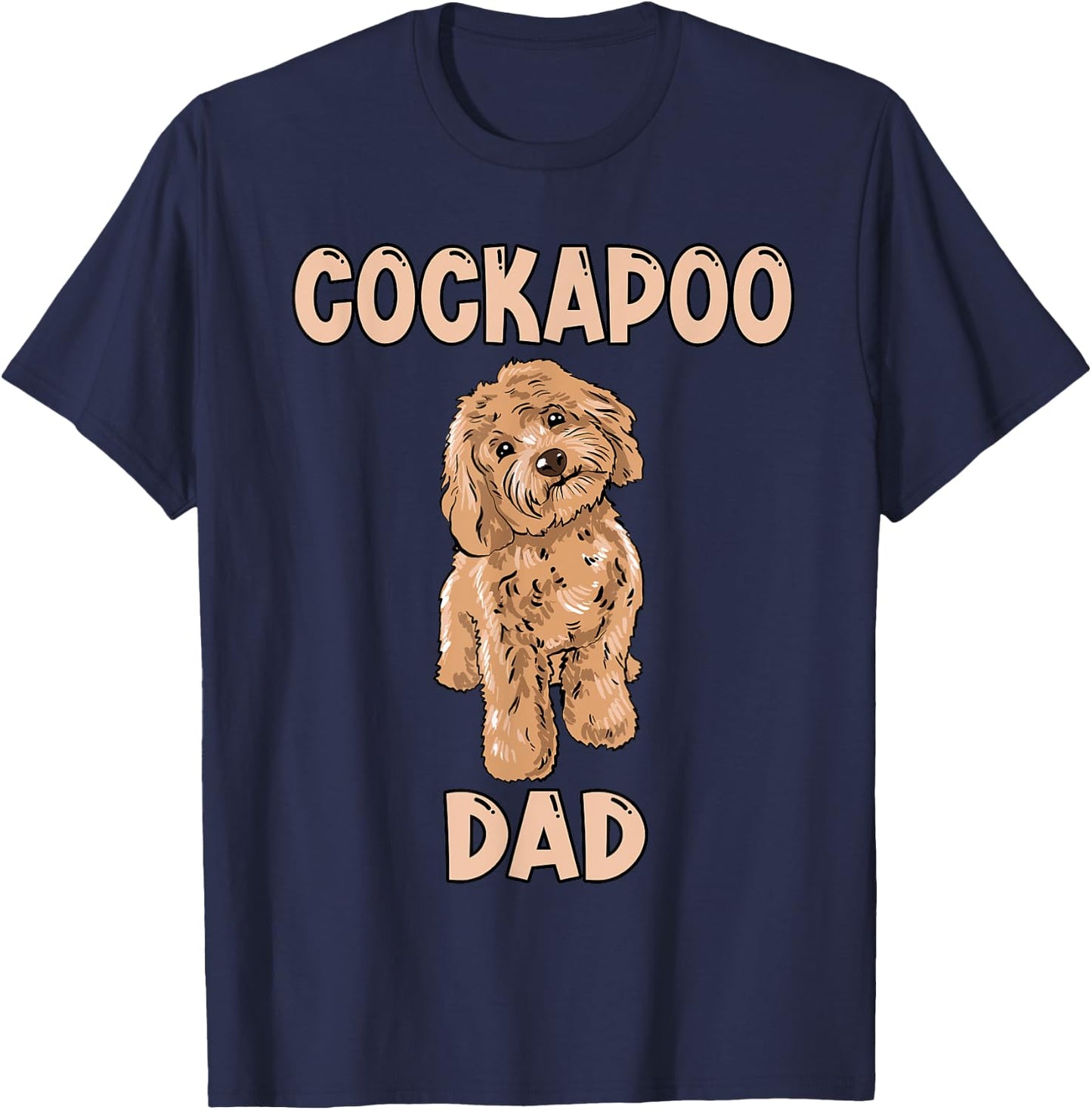 Cute Cockapoo Dog Illustration Cockapoo Dad Owner Love T-Shirt - T-Shirt | Navy