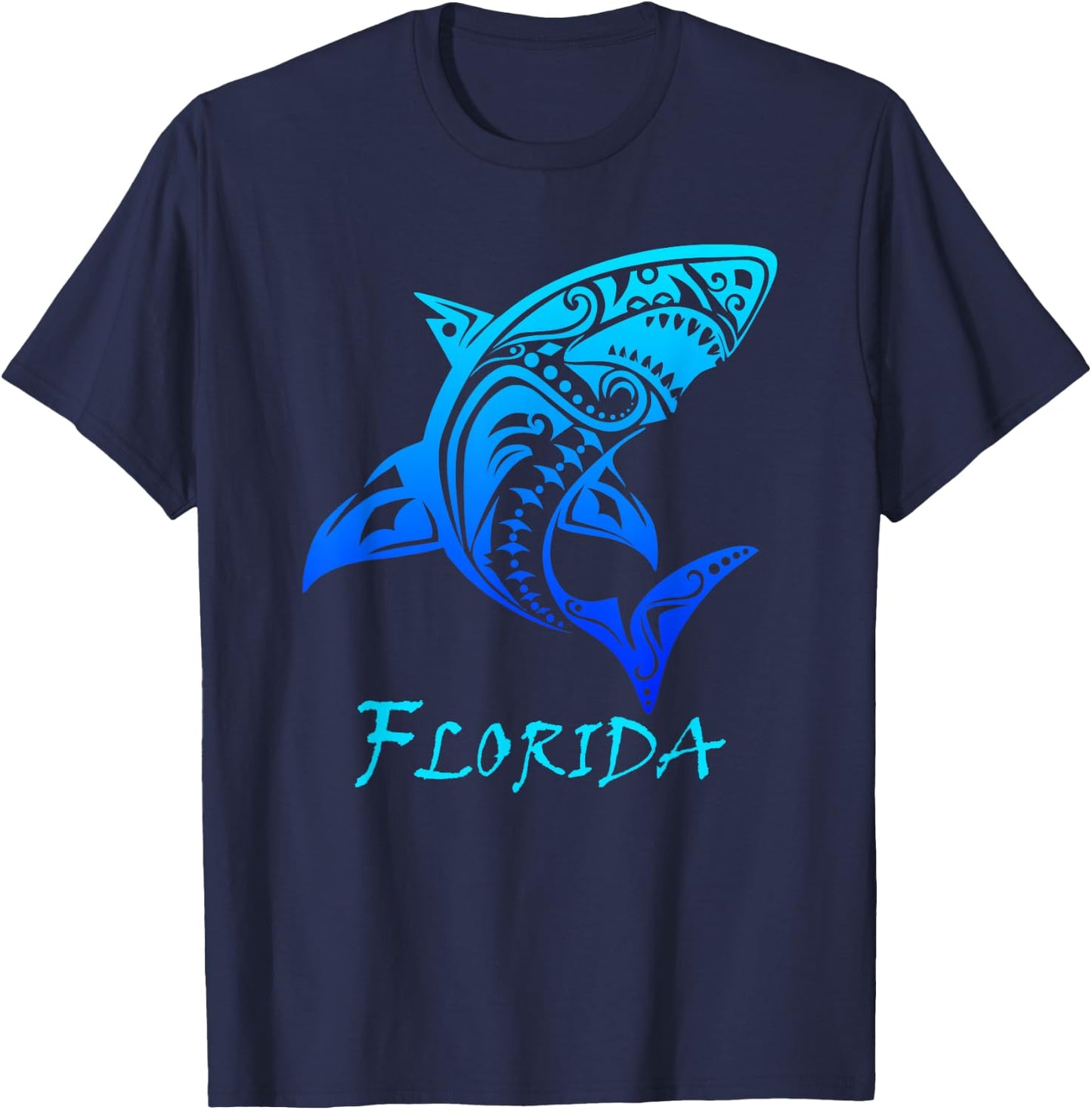 Florida Vacation Vintage Retro Shark T-Shirt - T-Shirt | Navy