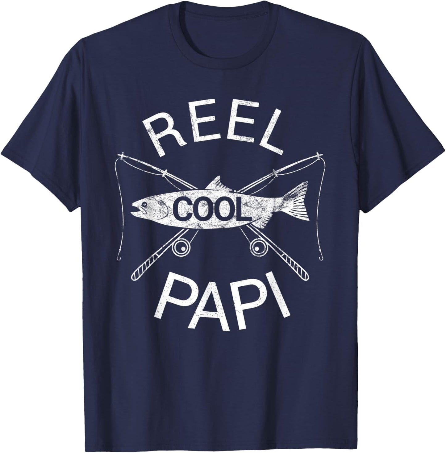 Papi Shirt Birthday Father's Day Fishing Fish Funny Humor T-Shirt - T-Shirt | Navy