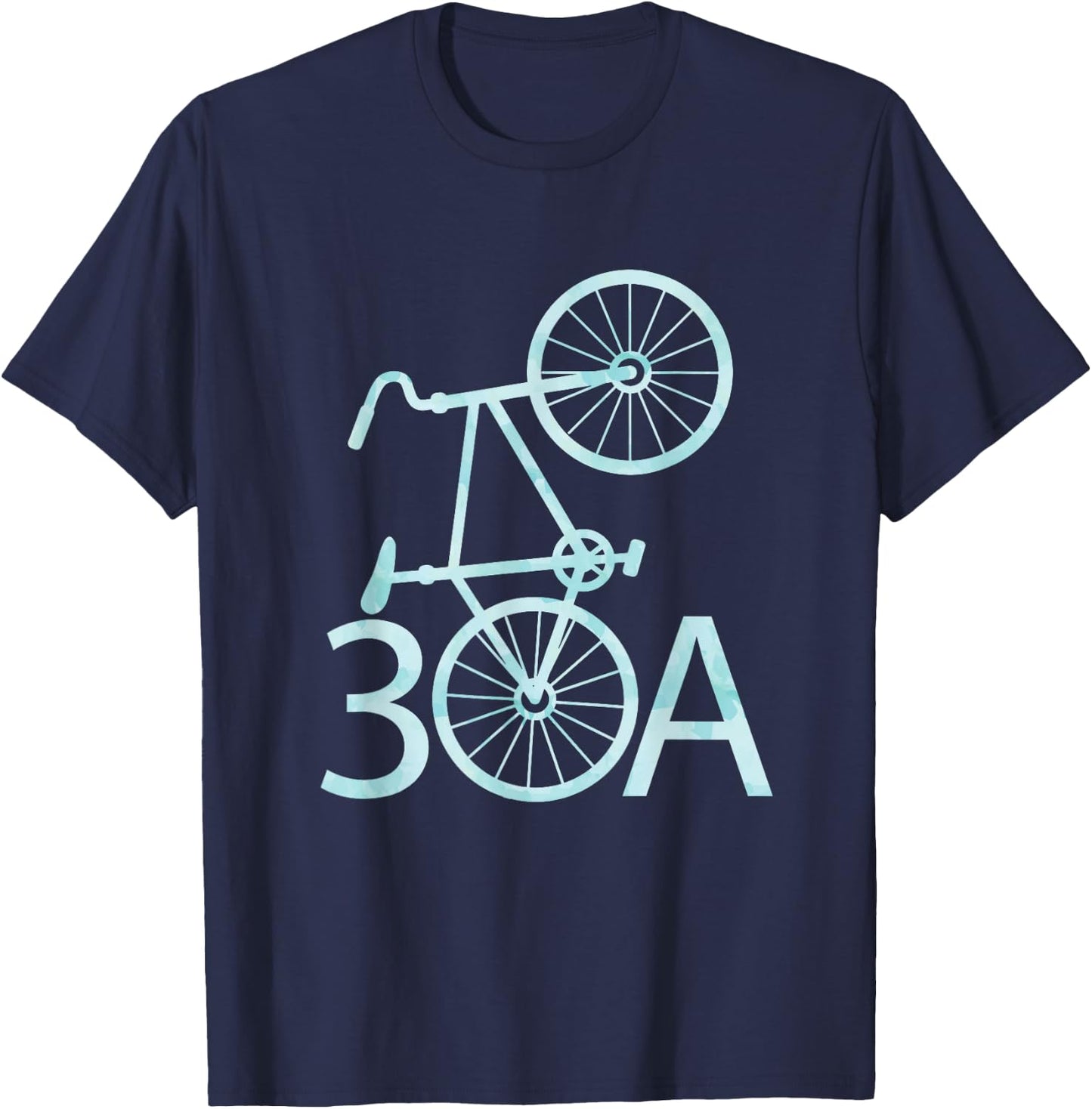 Watercolor 30A Bike | Seaside, Florida T-Shirt - T-Shirt | Navy