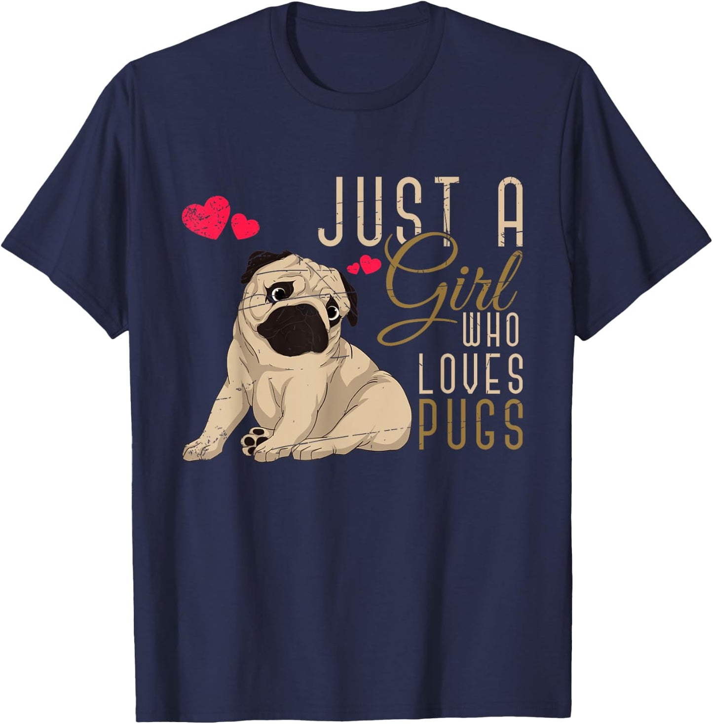 Cute Dog Owner Women Girls Pugs Lover Dog Animal Pug T-Shirt - T-Shirt | Navy