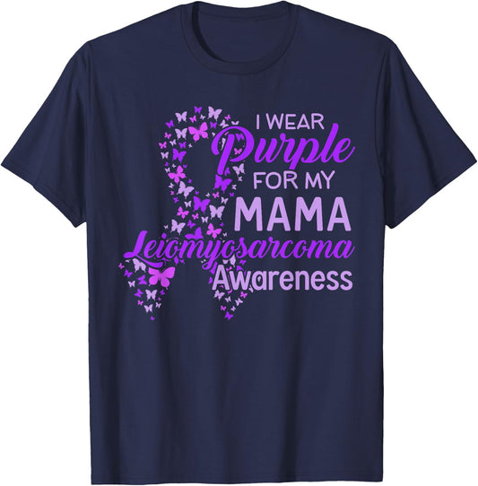 I wear Purple for my Mama Leiomyosarcoma Awareness T-Shirt - T-Shirt | Navy