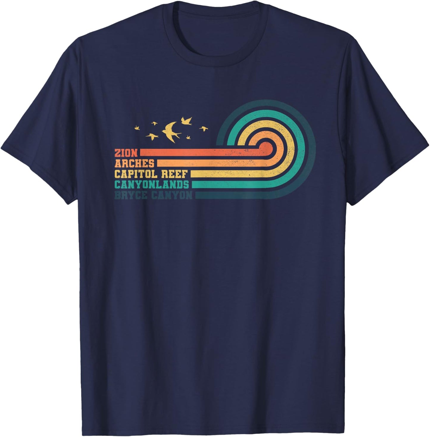 Vintage Moab Souvenir Big 5 Utah Mighty Five National Park T-Shirt - T-Shirt | Navy