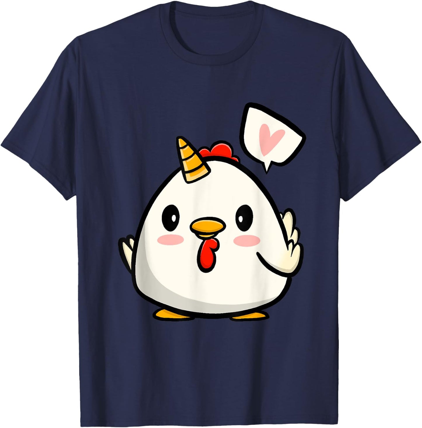 Funny Chicken Unicorn Lover Illustration Farmer T-Shirt - T-Shirt | Navy